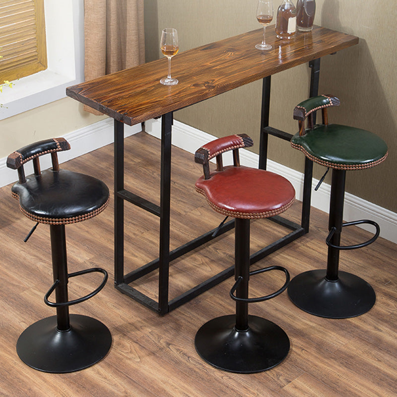 Industrial Leather Counter Height Stools Adjustable Height Bar Stool