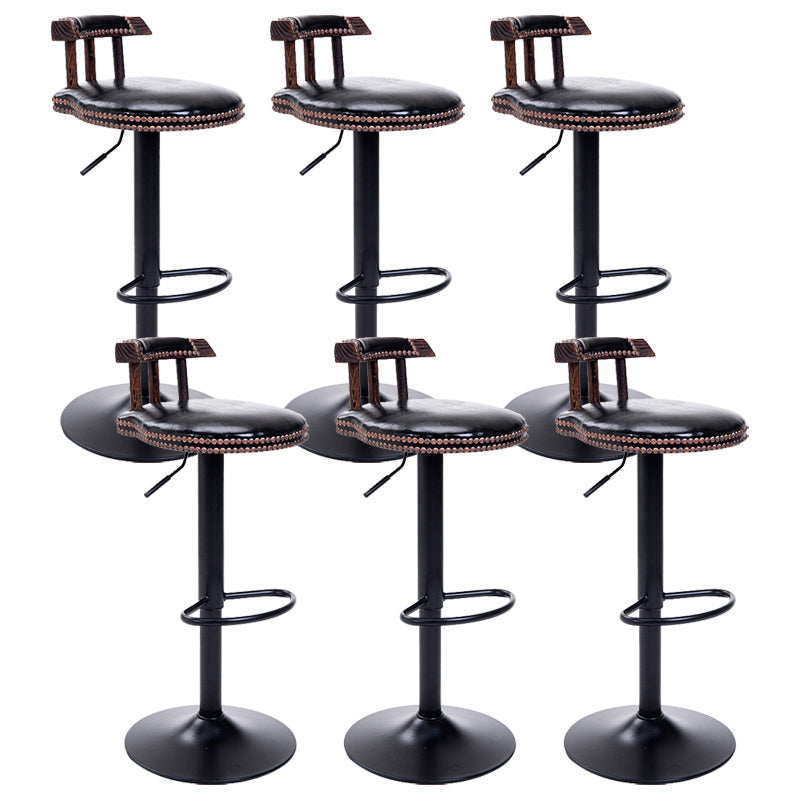 Industrial Leather Counter Height Stools Adjustable Height Bar Stool