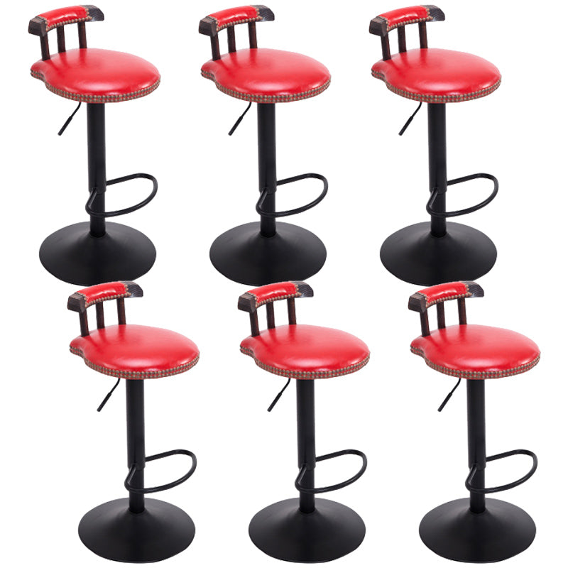 Industrial Leather Counter Height Stools Adjustable Height Bar Stool