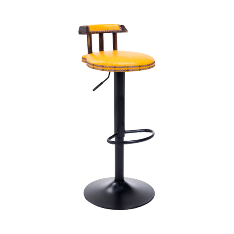 Industrial Leather Counter Height Stools Adjustable Height Bar Stool