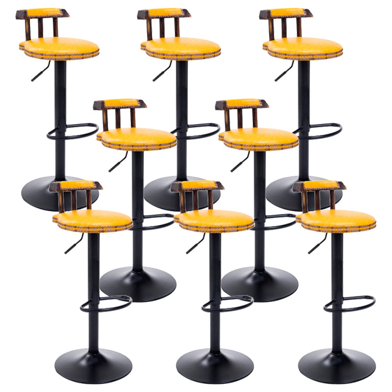 Industrial Leather Counter Height Stools Adjustable Height Bar Stool