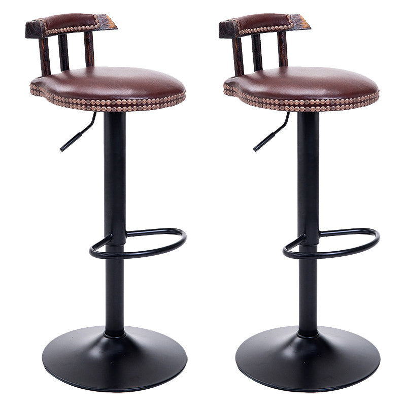 Industrial Leather Counter Height Stools Adjustable Height Bar Stool
