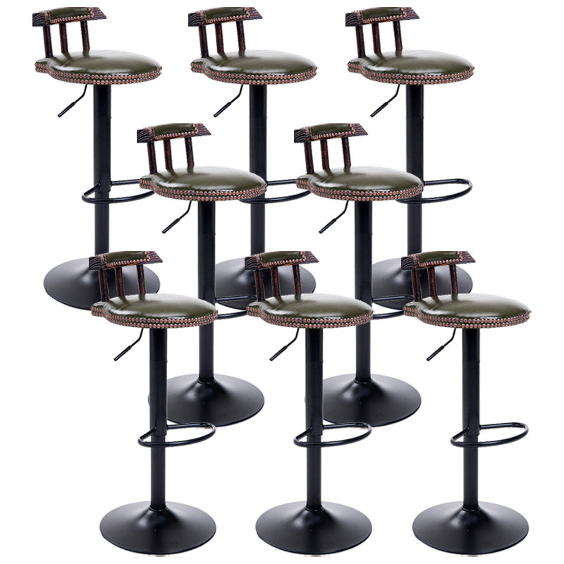 Industrial Leather Counter Height Stools Adjustable Height Bar Stool