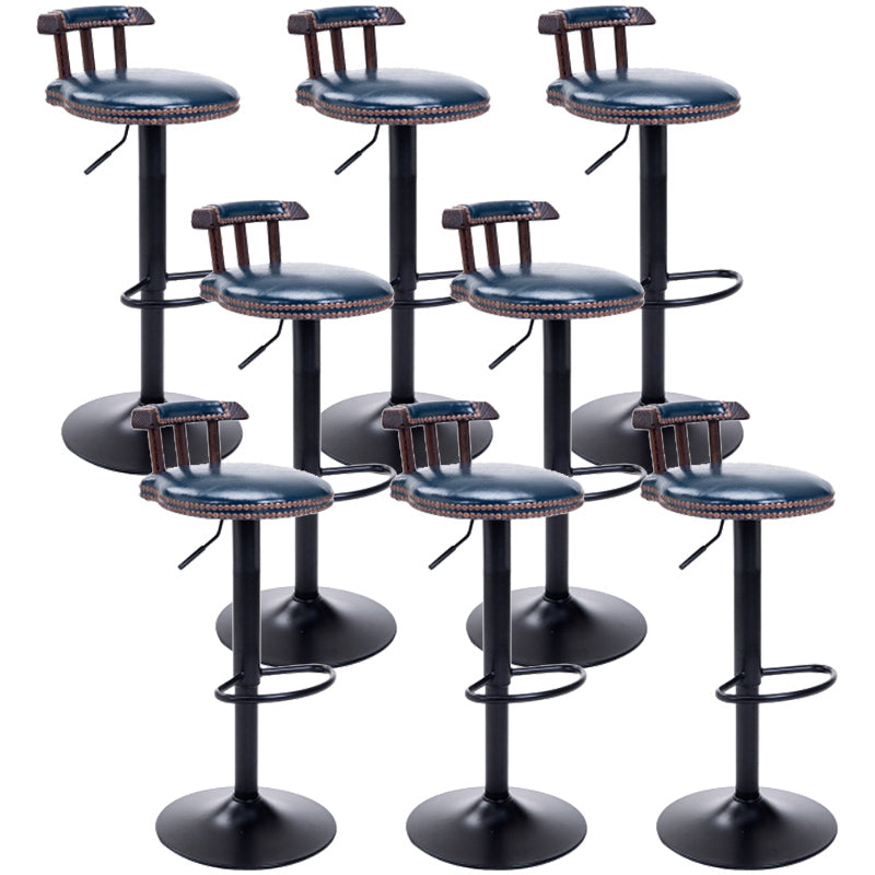 Industrial Leather Counter Height Stools Adjustable Height Bar Stool