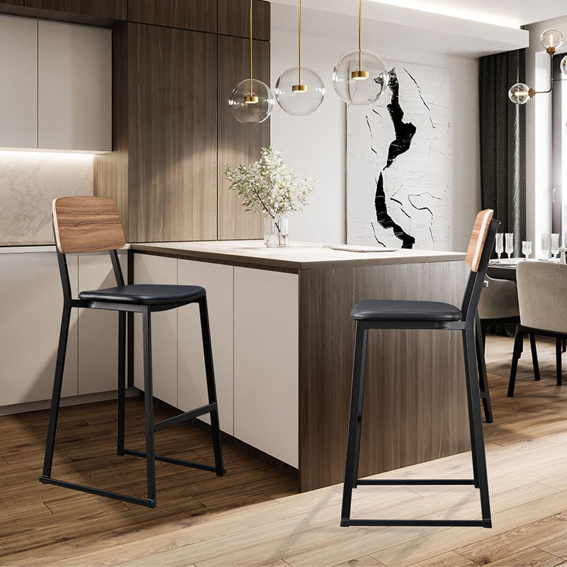 Contemporary Metal Counter Height Stools Black Base Bar Stool