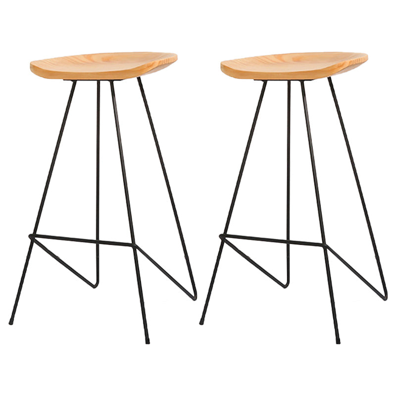 Modern Solid Wood Counter Stool Armless Bar Stool with Footrest