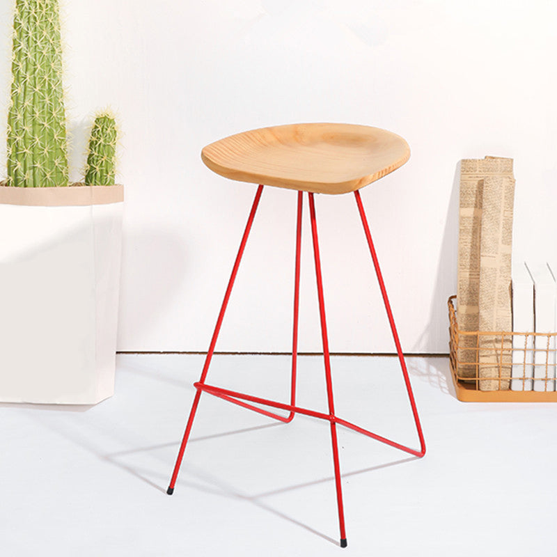 Modern Solid Wood Counter Stool Armless Bar Stool with Footrest