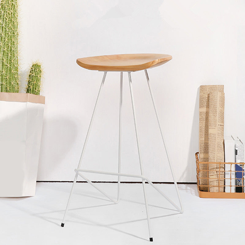 Modern Solid Wood Counter Stool Armless Bar Stool with Footrest