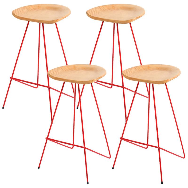 Modern Solid Wood Counter Stool Armless Bar Stool with Footrest