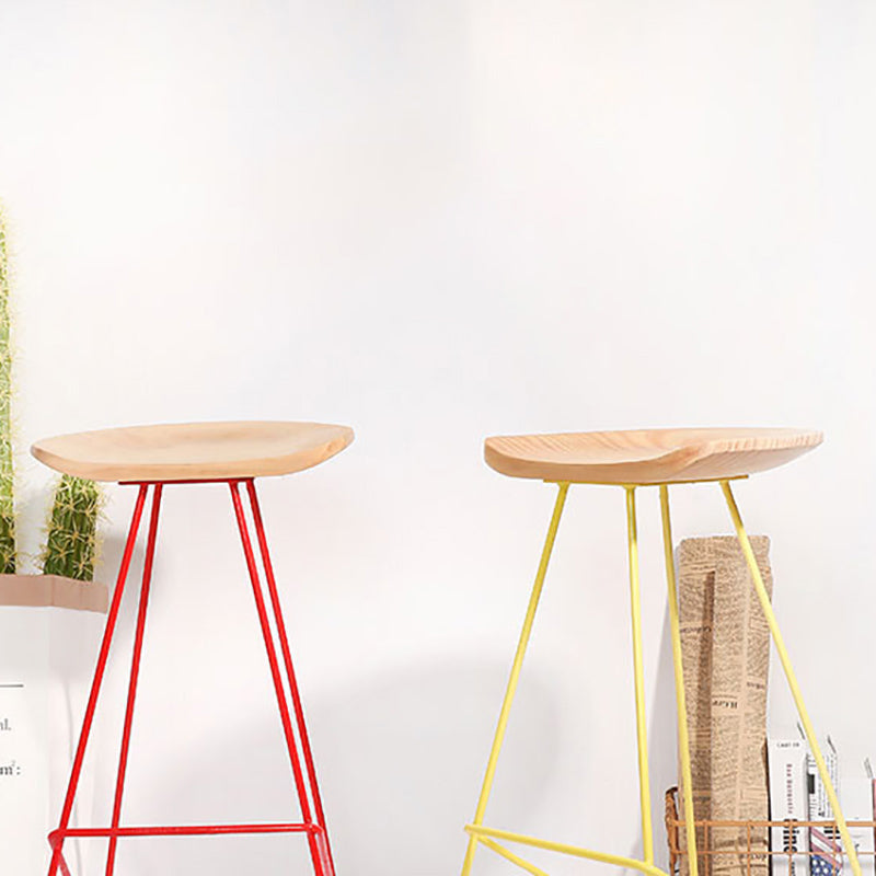 Modern Solid Wood Counter Stool Armless Bar Stool with Footrest