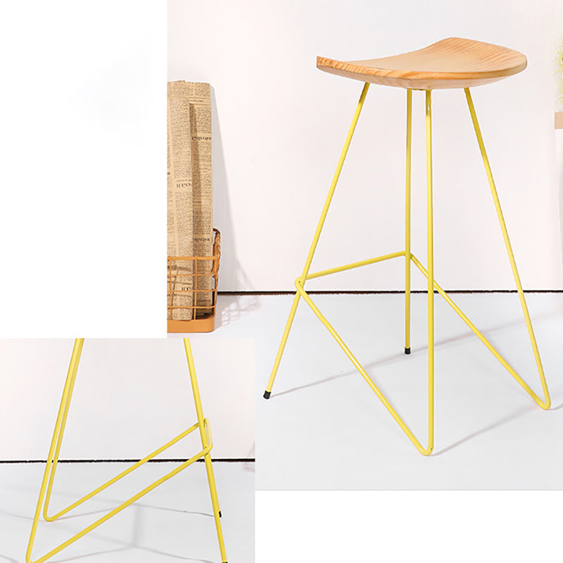 Modern Solid Wood Counter Stool Armless Bar Stool with Footrest