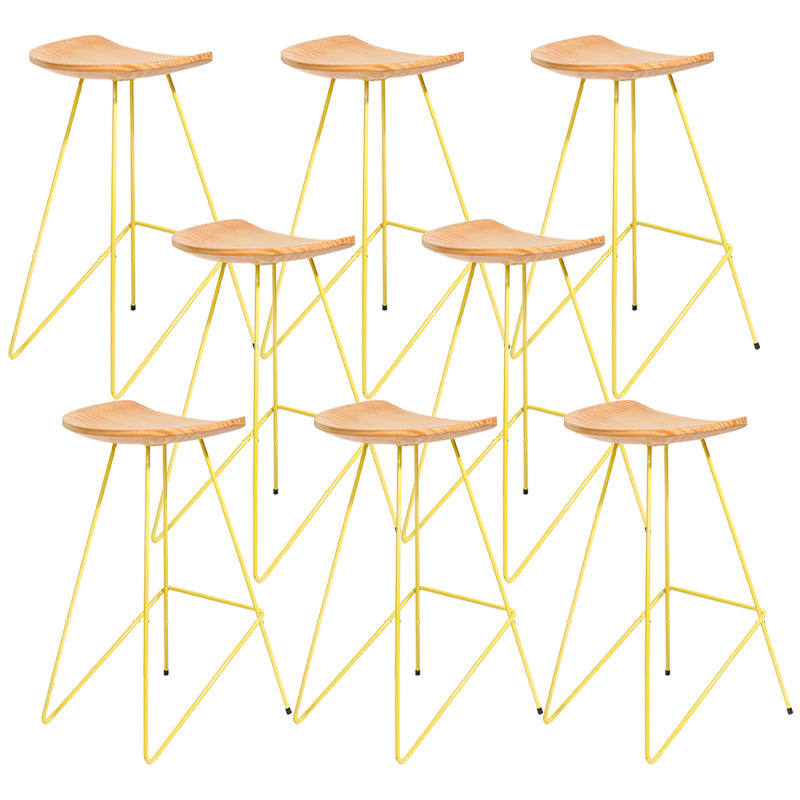 Modern Solid Wood Counter Stool Armless Bar Stool with Footrest