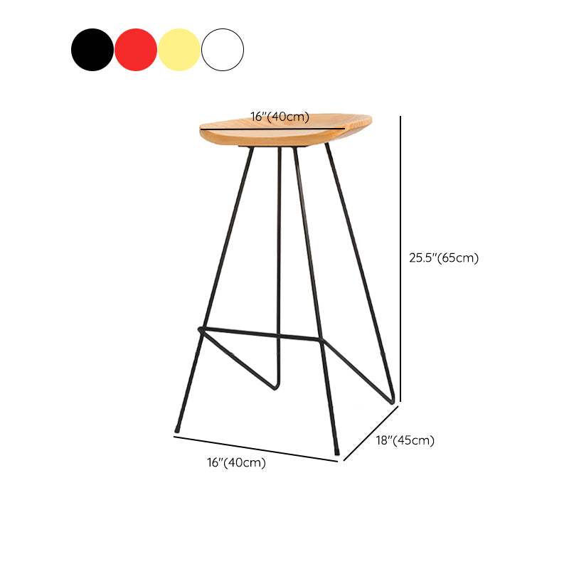 Modern Solid Wood Counter Stool Armless Bar Stool with Footrest