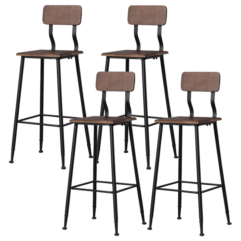 Modern Solid Wood Counter Stool Armless Bar Height Bar Stool with Footrest
