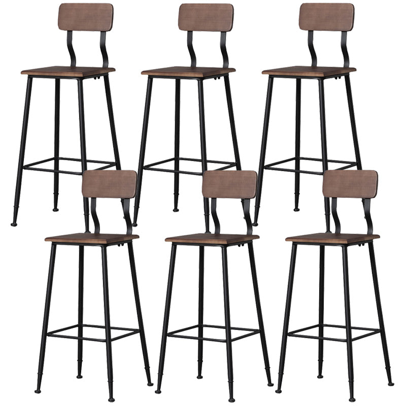 Modern Solid Wood Counter Stool Armless Bar Height Bar Stool with Footrest