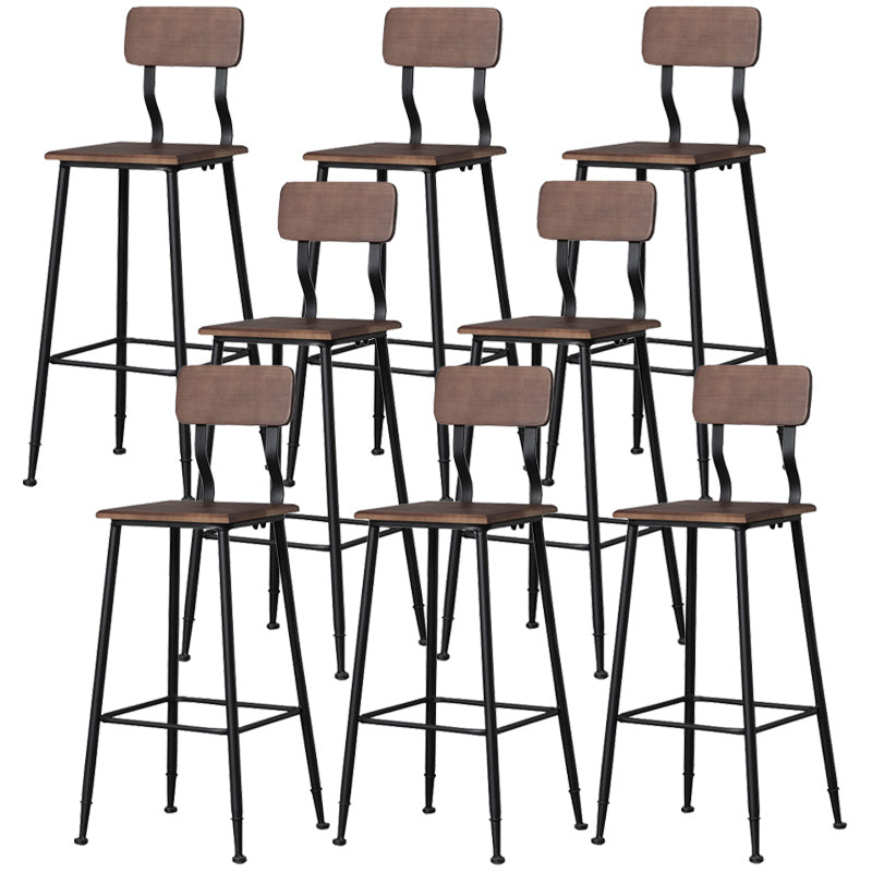 Modern Solid Wood Counter Stool Armless Bar Height Bar Stool with Footrest