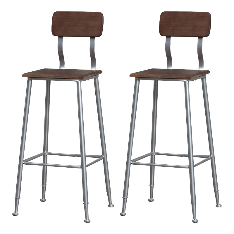 Modern Solid Wood Counter Stool Armless Bar Height Bar Stool with Footrest
