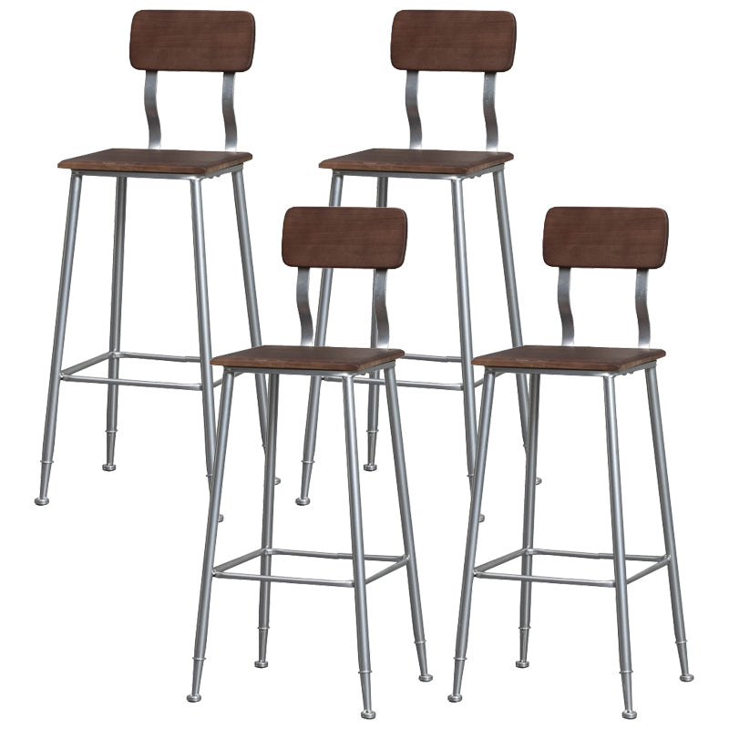 Modern Solid Wood Counter Stool Armless Bar Height Bar Stool with Footrest