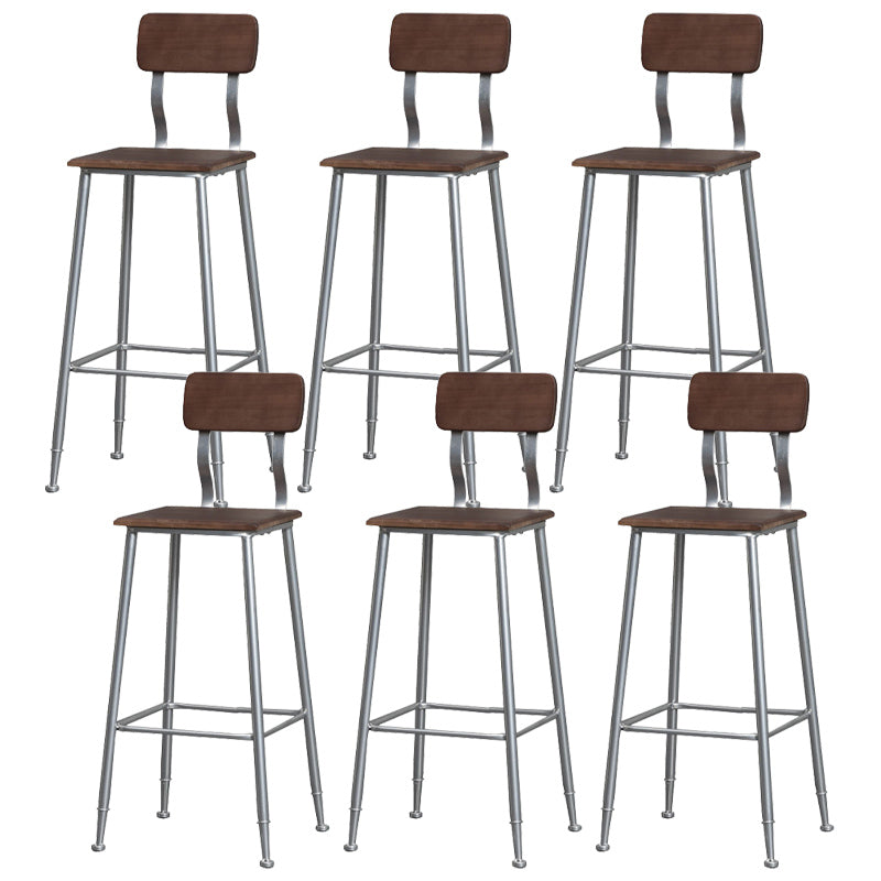 Modern Solid Wood Counter Stool Armless Bar Height Bar Stool with Footrest