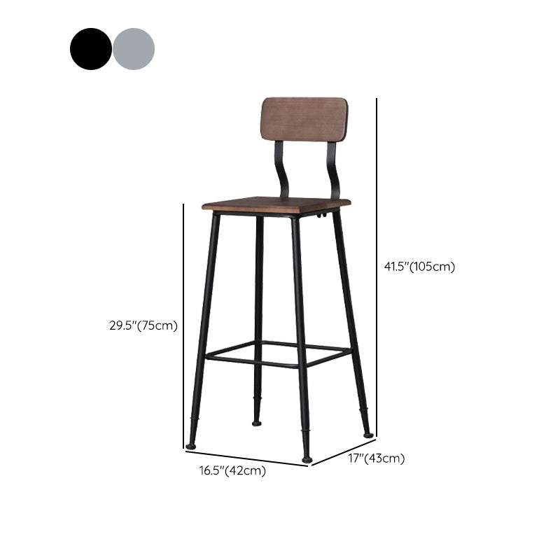 Modern Solid Wood Counter Stool Armless Bar Height Bar Stool with Footrest