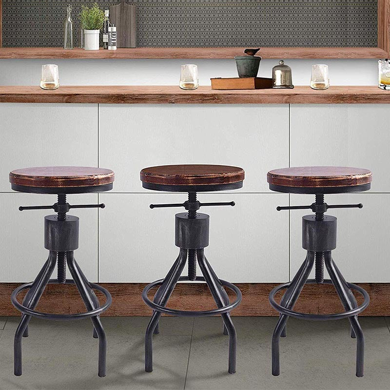 Industrial Metal Counter Height Stools Adjustable Bar Stool for Indoor