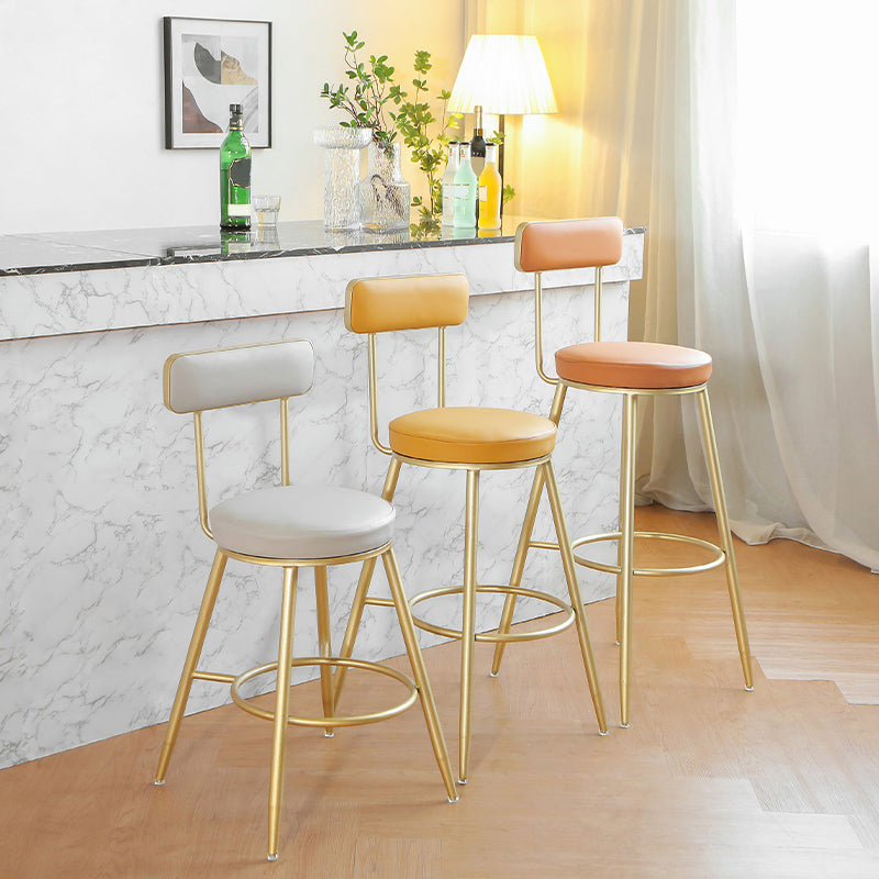 Glam Style Upholstered Counter Stool Armless Bar Stool for Indoor
