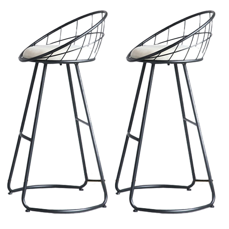 Contemporary Style Counter Stool Upholstered Bar Stool with Metal Base