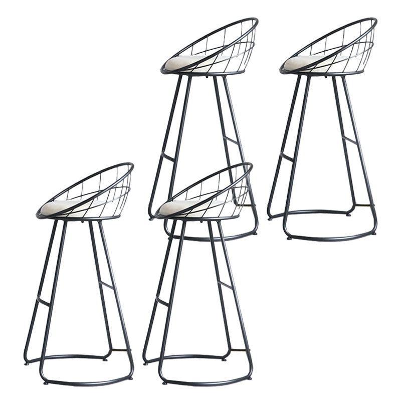 Contemporary Style Counter Stool Upholstered Bar Stool with Metal Base