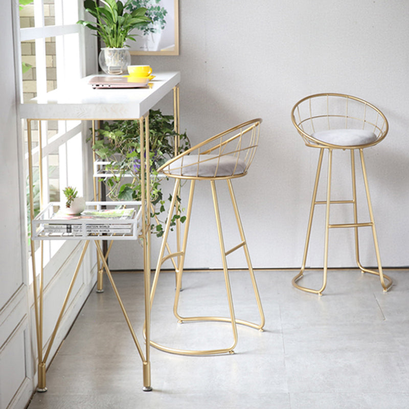 Contemporary Style Counter Stool Upholstered Bar Stool with Metal Base