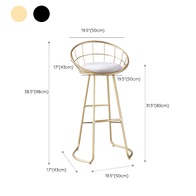 Contemporary Style Counter Stool Upholstered Bar Stool with Metal Base
