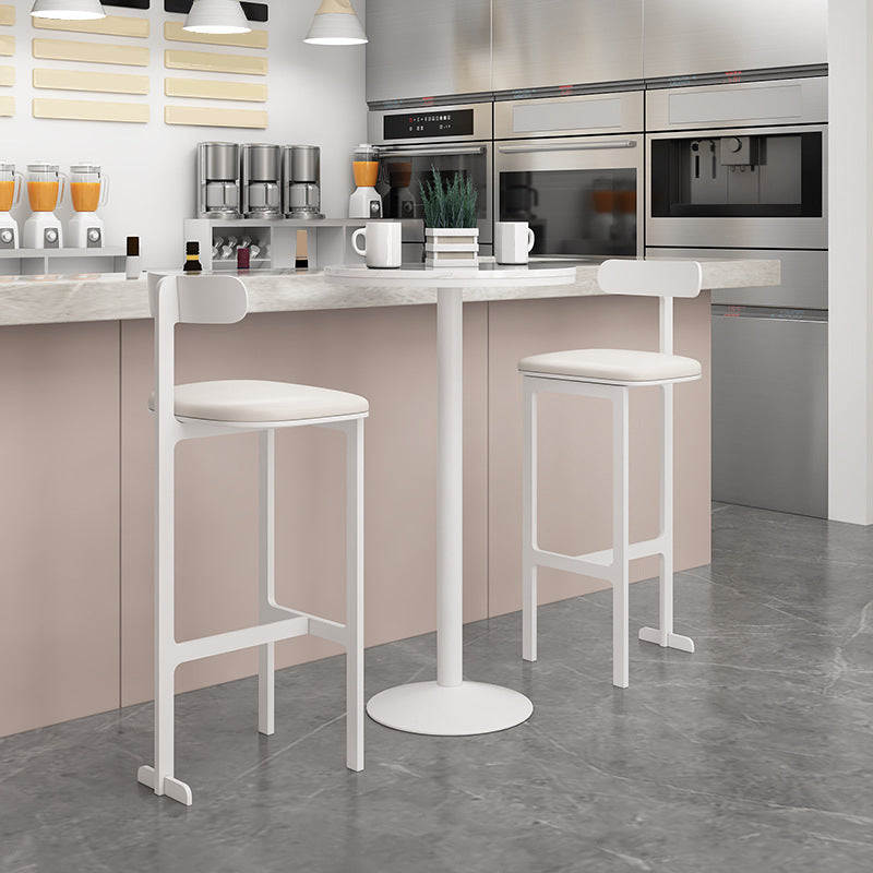 Modern Backrest Armless Counter Stool Iron Frame Bar Stool with Leather Cushion