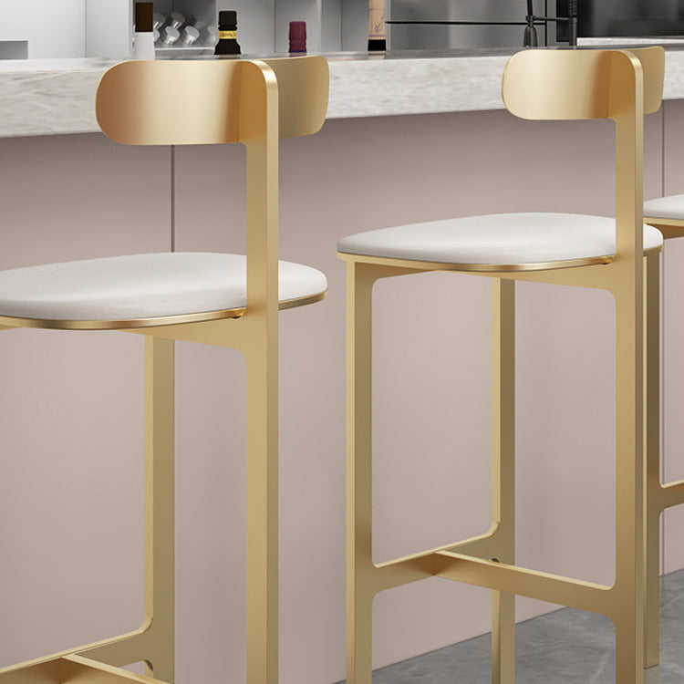 Modern Backrest Armless Counter Stool Iron Frame Bar Stool with Leather Cushion