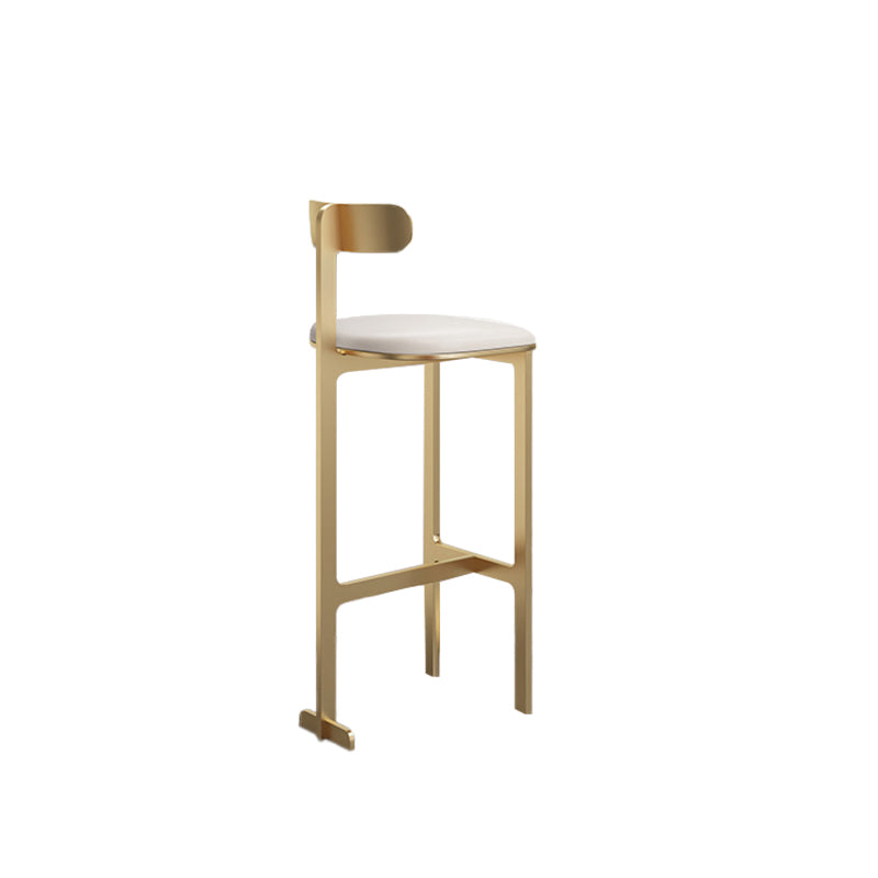 Modern Backrest Armless Counter Stool Iron Frame Bar Stool with Leather Cushion