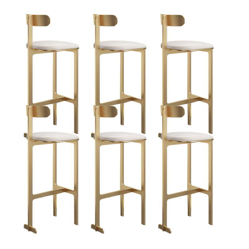 Modern Backrest Armless Counter Stool Iron Frame Bar Stool with Leather Cushion