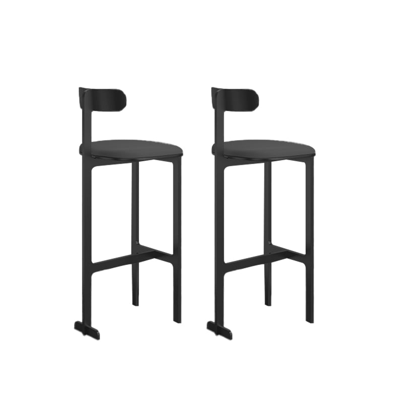 Modern Backrest Armless Counter Stool Iron Frame Bar Stool with Leather Cushion