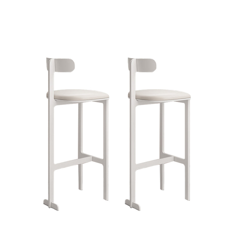 Modern Backrest Armless Counter Stool Iron Frame Bar Stool with Leather Cushion