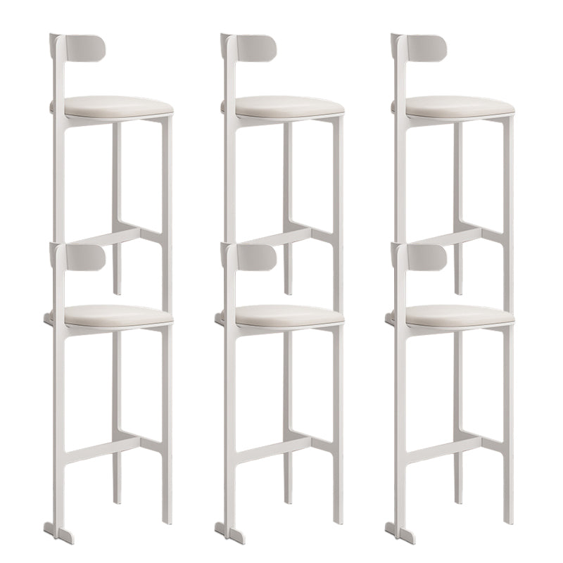Modern Backrest Armless Counter Stool Iron Frame Bar Stool with Leather Cushion