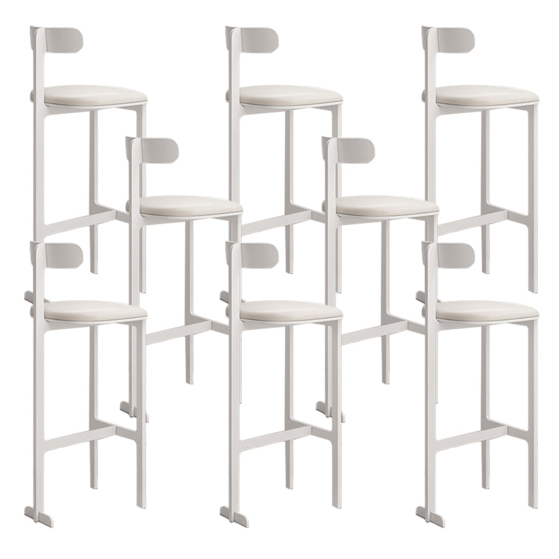 Modern Backrest Armless Counter Stool Iron Frame Bar Stool with Leather Cushion