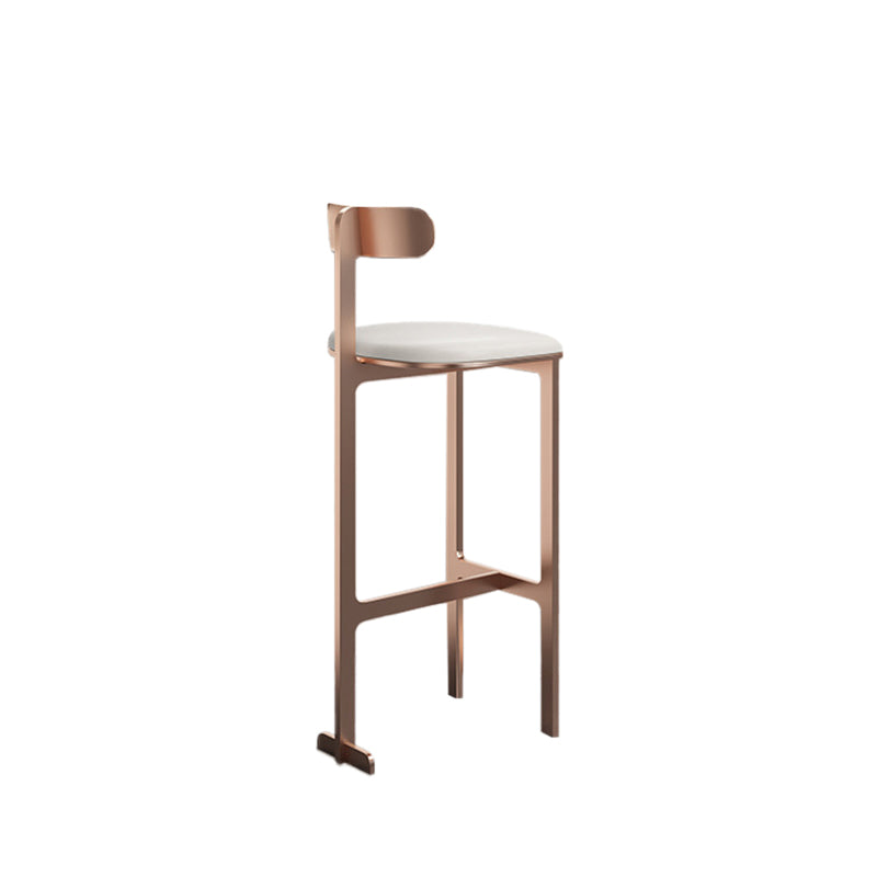 Modern Backrest Armless Counter Stool Iron Frame Bar Stool with Leather Cushion
