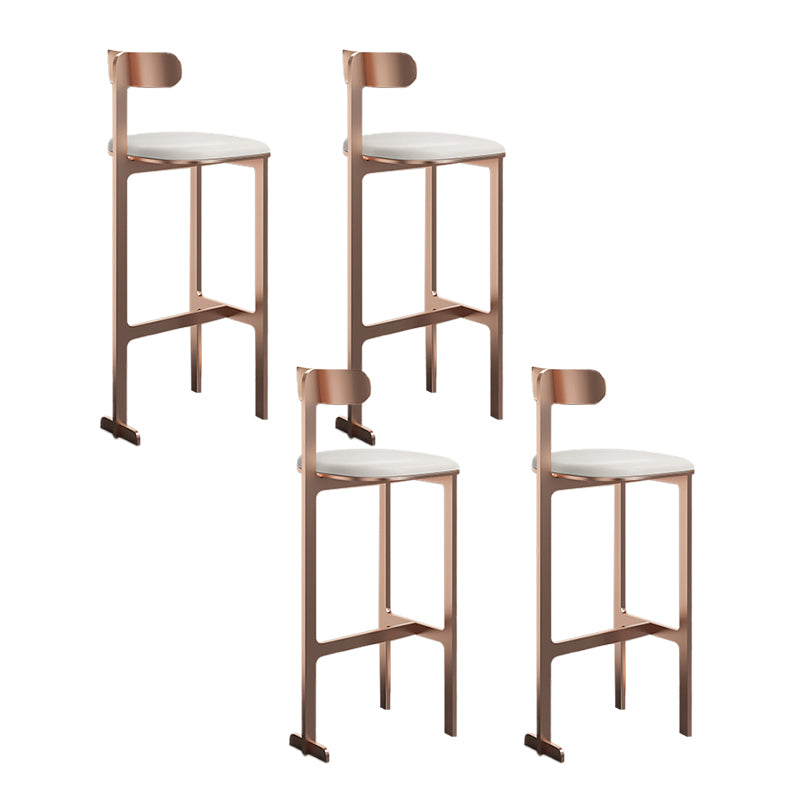 Modern Backrest Armless Counter Stool Iron Frame Bar Stool with Leather Cushion