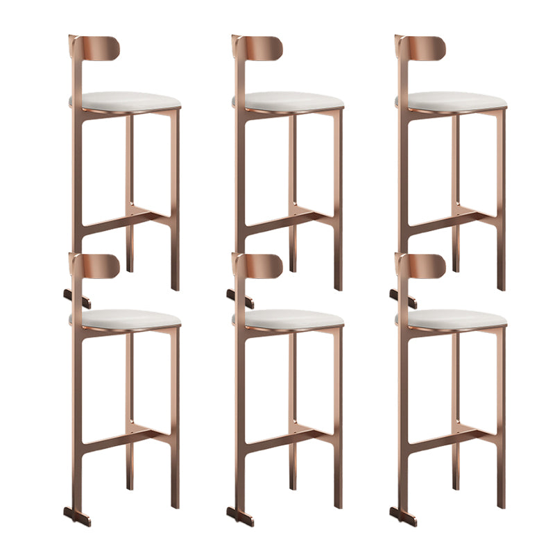 Modern Backrest Armless Counter Stool Iron Frame Bar Stool with Leather Cushion