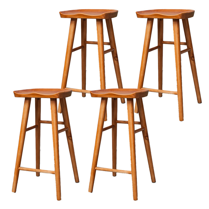 Industrial Armless Backless Counter Stool Rubber Wood Bar Stool with Pedal