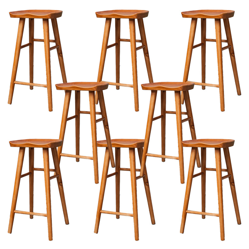 Industrial Armless Backless Counter Stool Rubber Wood Bar Stool with Pedal