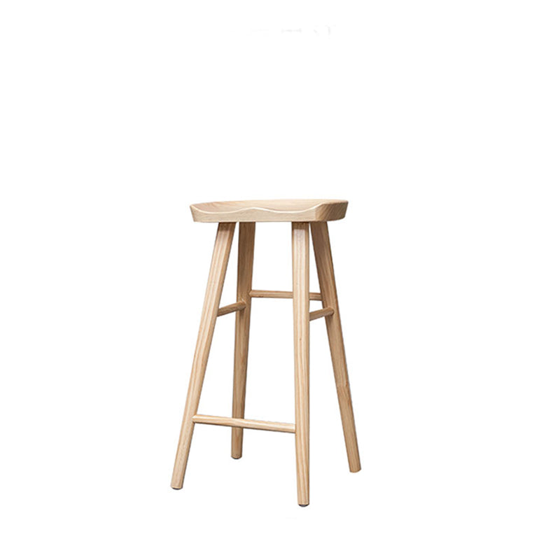 Industrial Armless Backless Counter Stool Rubber Wood Bar Stool with Pedal