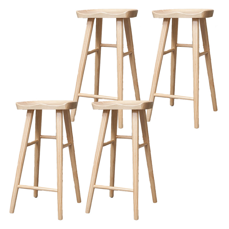 Industrial Armless Backless Counter Stool Rubber Wood Bar Stool with Pedal