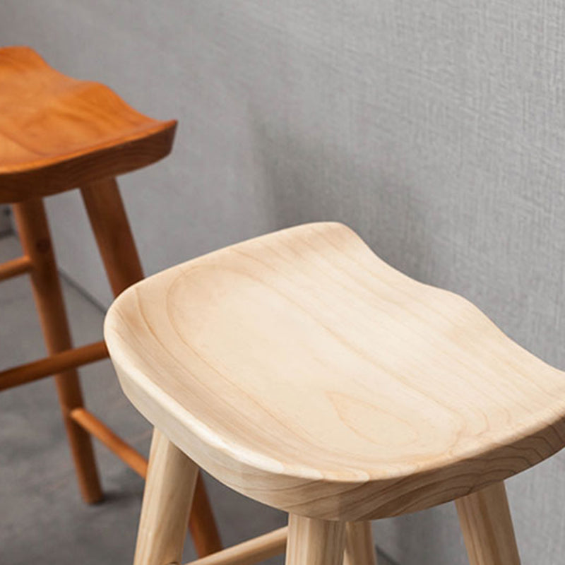 Industrial Armless Backless Counter Stool Rubber Wood Bar Stool with Pedal