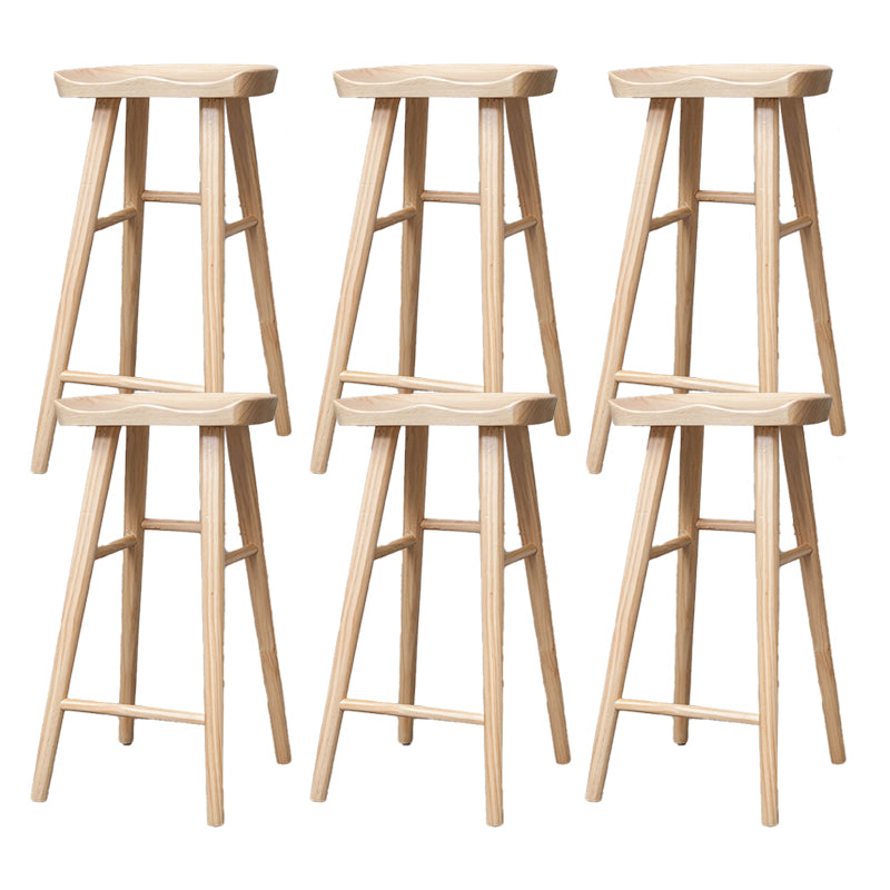 Industrial Armless Backless Counter Stool Rubber Wood Bar Stool with Pedal