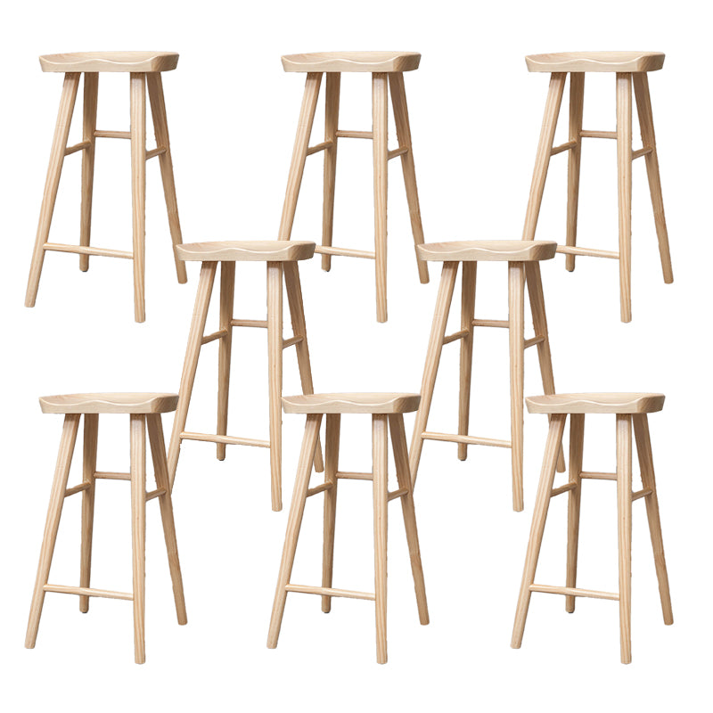 Industrial Armless Backless Counter Stool Rubber Wood Bar Stool with Pedal