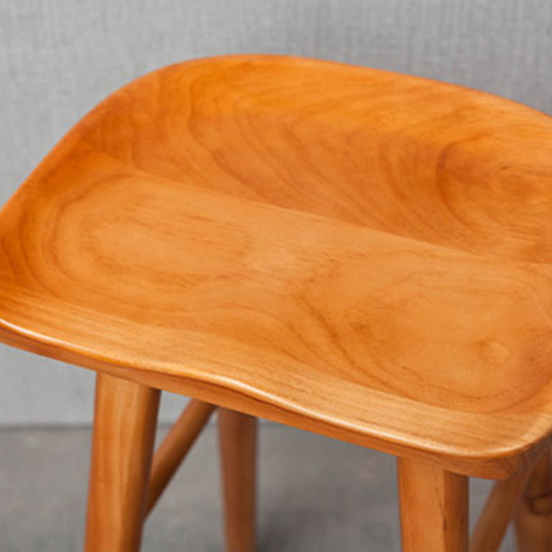 Industrial Armless Backless Counter Stool Rubber Wood Bar Stool with Pedal