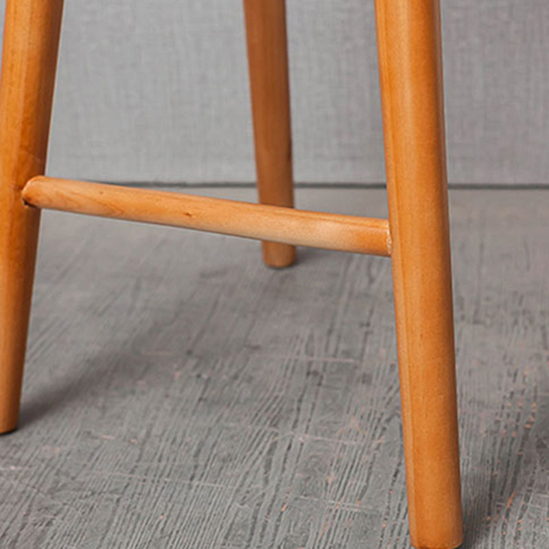 Industrial Armless Backless Counter Stool Rubber Wood Bar Stool with Pedal